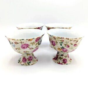 Gracie Bone China Chintz Dessert Bowls Set of 4 New with Box Porcelain